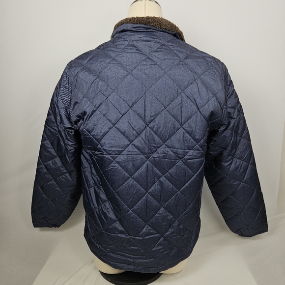 Barn Jacket By Weatherproof ~ quilted waterproof blue w/ brown sherpa lining - Picture 2 of 16
